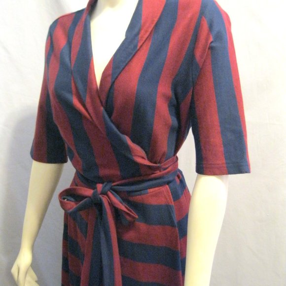 eshakti COTTON KNIT STRIPED WRAP DRESS Size XL-16 - Picture 5 of 6